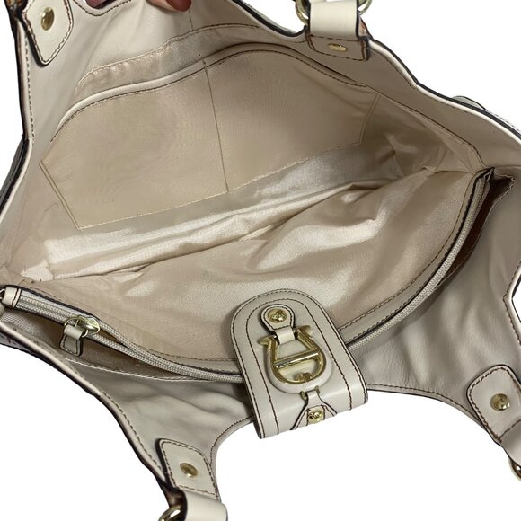 VTG ETIENNE AIGNER Large Patchwork Leather Handbag Gold Accent, Snap Closure EUC - Picture 8 of 13